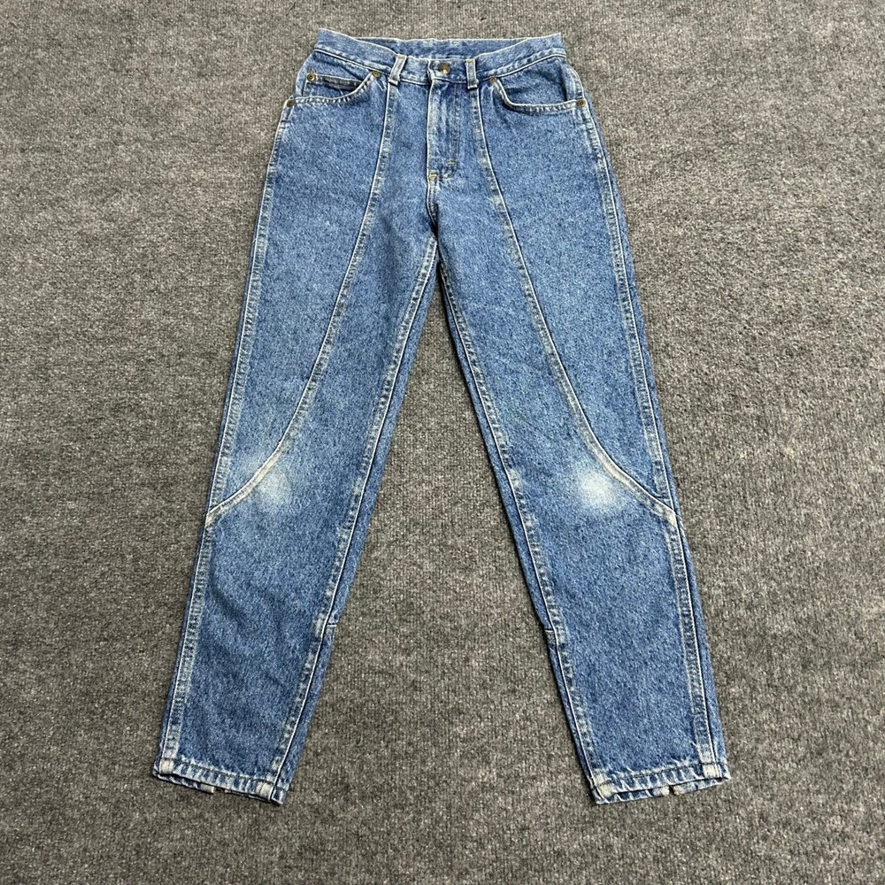 Lee Jeans Womens Size 14 REG Blue High Waisted Tapered Ankle Zip Cotton USA Made